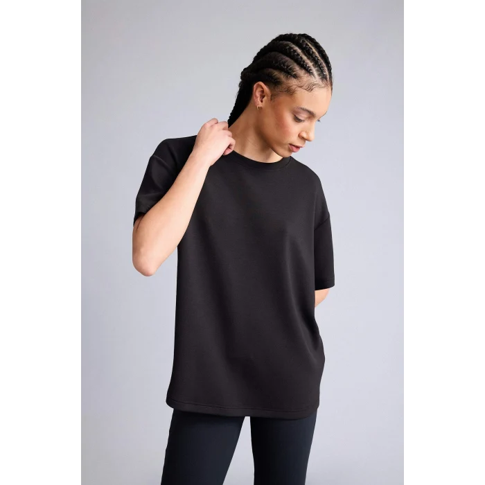 Defacto D7127AXBK81 Siyah Oversıze Bisiklet Yaka Sporcu Modal Kısa Kollu Tişört