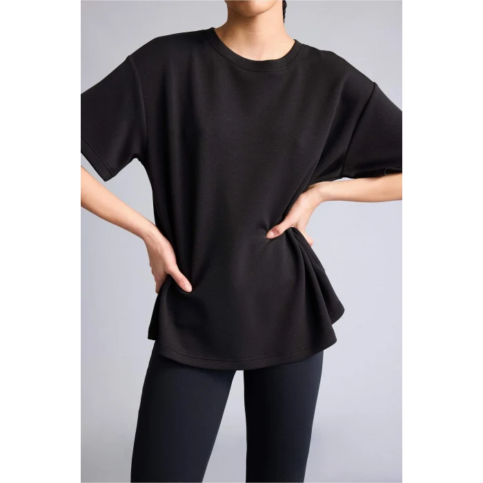 Defacto D7127AXBK81 Siyah Oversıze Bisiklet Yaka Sporcu Modal Kısa Kollu Tişört