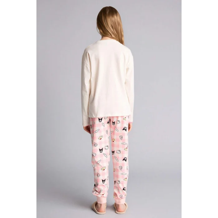 Defacto H1070A8ER100 Ekru Hello Kıtty 2li Pijama Takımı Kız Çocuk