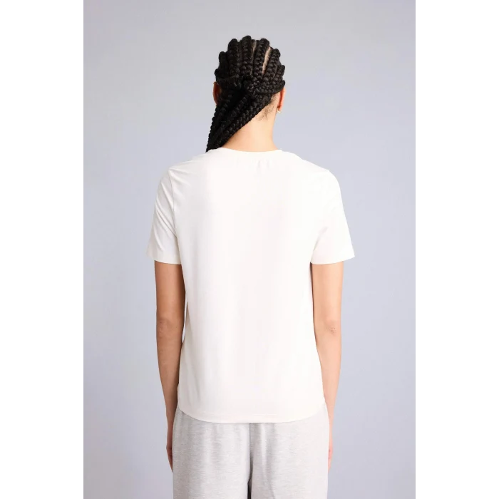 Defacto D2296AXER105 Ekru Standart Fıt Bisiklet Yaka Sporcu Kısa Kollu Tişört