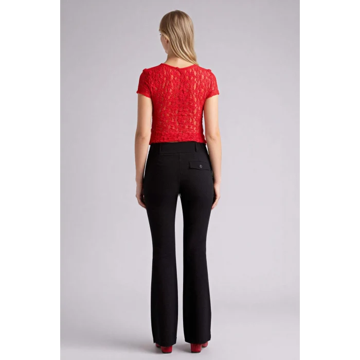 Defacto G2313AXBK81 Siyah Flare Fıt Fermuarlı Normal Bel Bengalin Pantolon