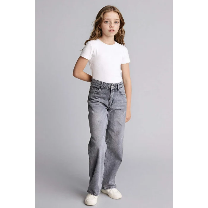 Defacto G9536A8NM55 Gri Straıght Wıde Jean Pantolon Kız Çocuk