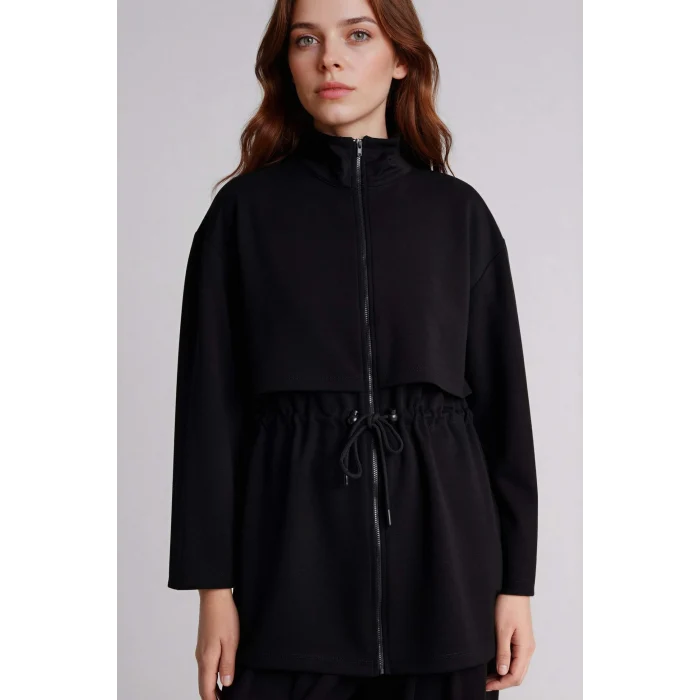 Defacto G5508AXBK81 Siyah Regular Fıt Dik Yaka Hırka