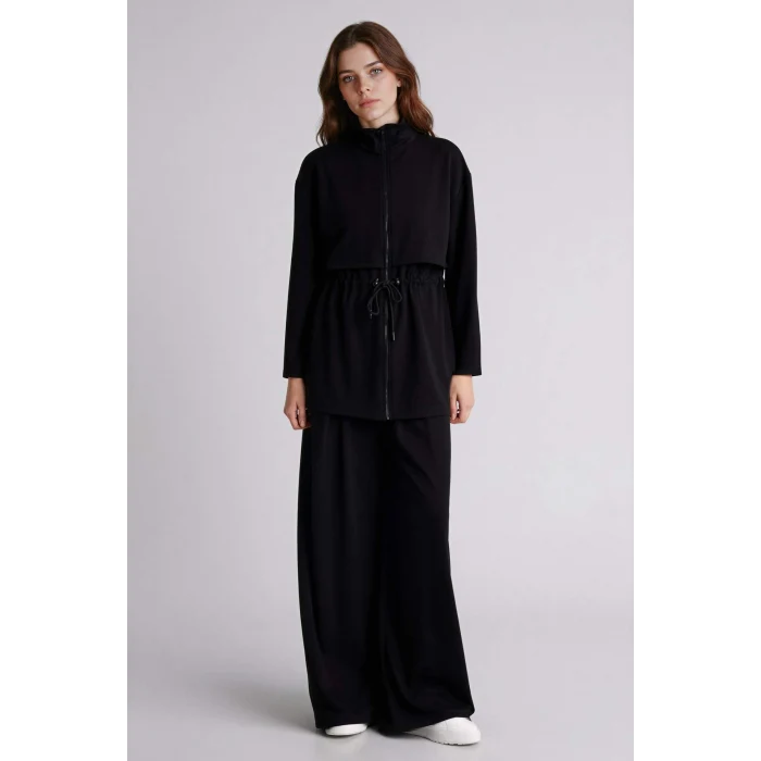 Defacto G5508AXBK81 Siyah Regular Fıt Dik Yaka Hırka