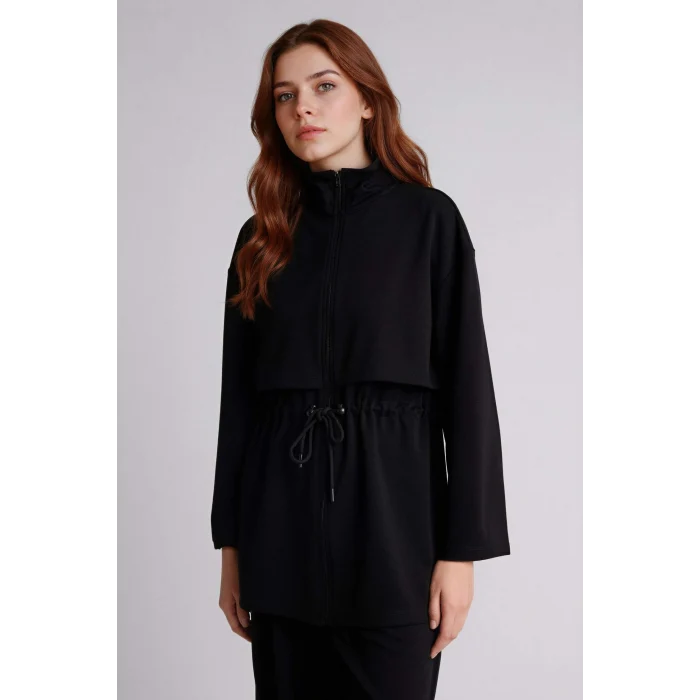 Defacto G5508AXBK81 Siyah Regular Fıt Dik Yaka Hırka