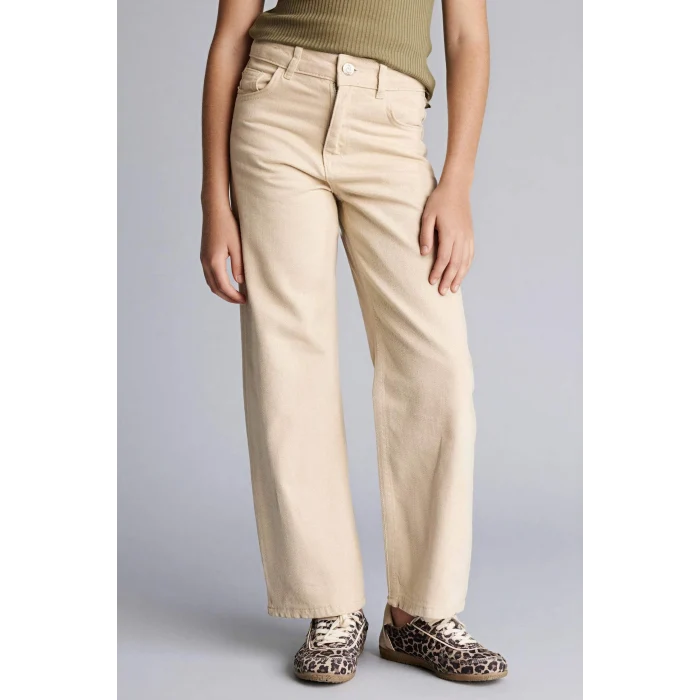 Defacto G0603A8ER41 Ekru 90s Wıde Leg Gabardin Pantolon Kız Çocuk