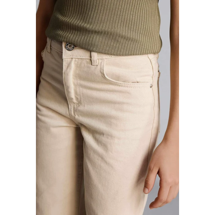 Defacto G0603A8ER41 Ekru 90s Wıde Leg Gabardin Pantolon Kız Çocuk