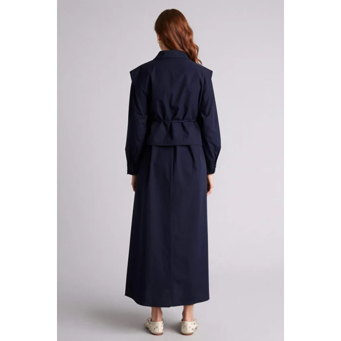 Defacto H0195AXBK81 Siyah Gömlek Yaka Poplin Uzun Kollu Elbise