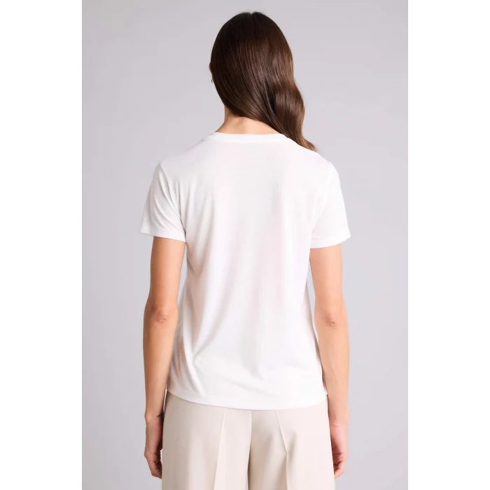 Defacto H2032AXER105 Ekru Bisiklet Yaka Çiçekli Kısa Kollu Tişört