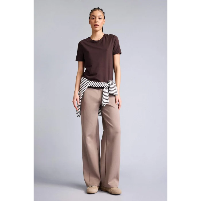 Defacto D2296AXBN490 Kahve Standart Fıt Bisiklet Yaka Sporcu Kısa Kollu Tişört