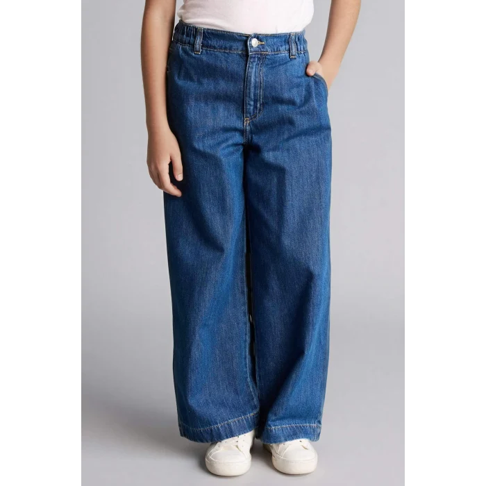 Defacto G0304A8NM28 Mavi Wıde Leg Jean Pantolon Kız Çocuk