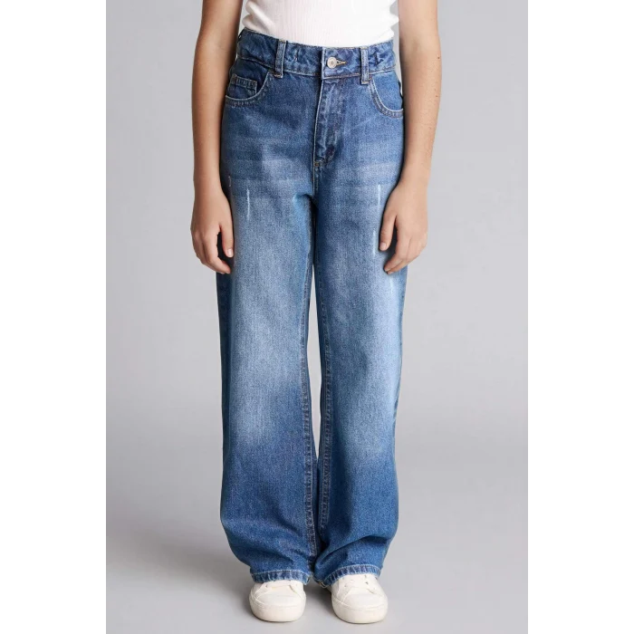 Defacto G9536A8NM29 Yeşil Straıght Wıde Jean Pantolon Kız Çocuk