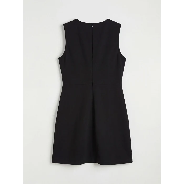 LCW Kids Siyah Bisiklet Yaka Fiyonklu Kız Çocuk Elbise