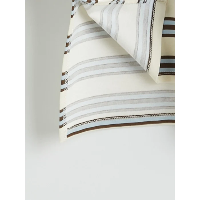 LCW Modest Mavi Polo Yaka Çizgili Kadın Sweatshirt Tunik