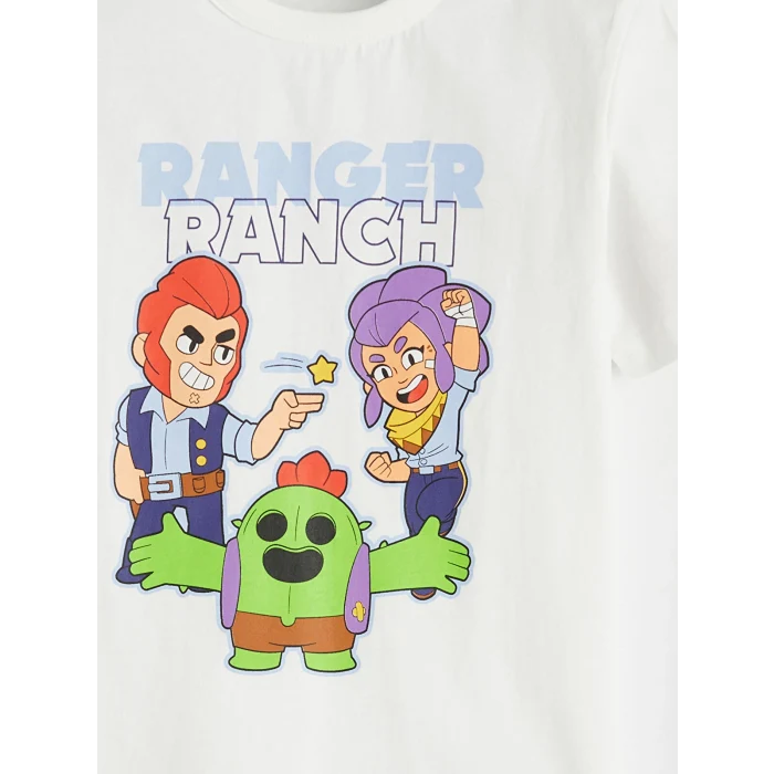 LCW Kids Ekru Bisiklet Yaka Brawl Stars Erkek Çocuk Tişört ve Şort