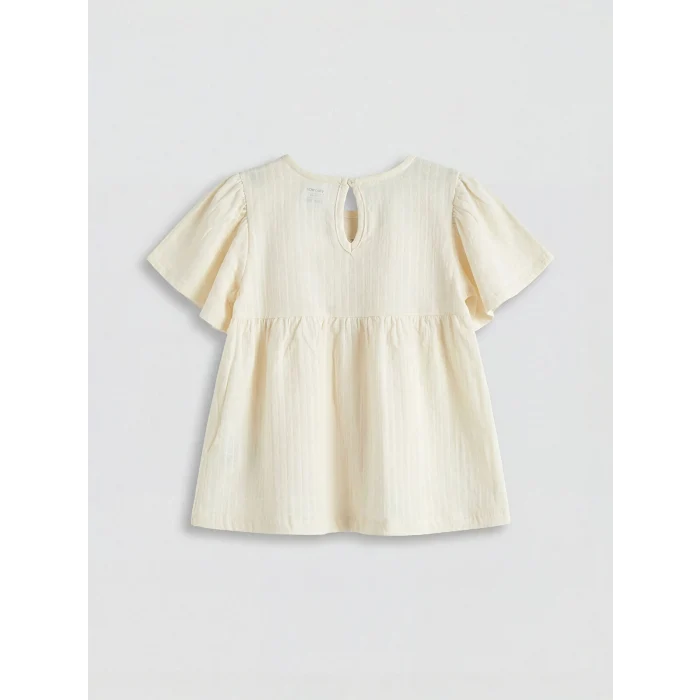 LCW baby Bej Çiçek Desenli Kız Bebek Bluz ve Tayt