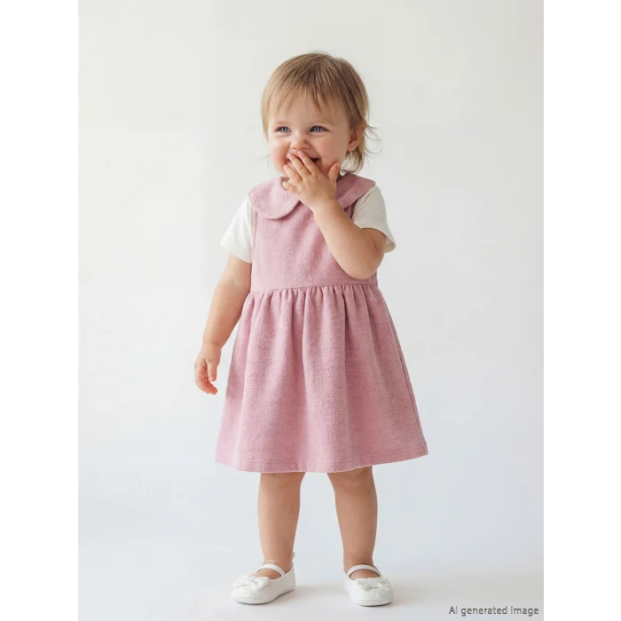 LCW baby Pembe Bebe Yaka Kız Bebek Elbise ve Tişört