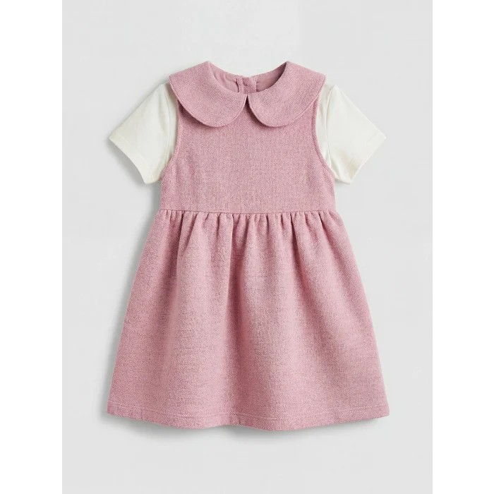 LCW baby Pembe Bebe Yaka Kız Bebek Elbise ve Tişört