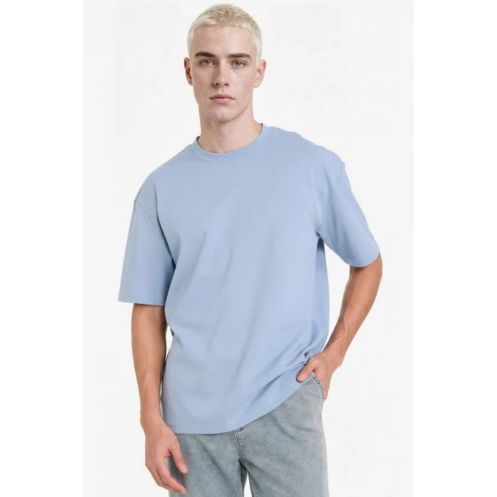 Defacto X3926AZBE299 Mavi Nefes Alabilen Oversize Tişört
