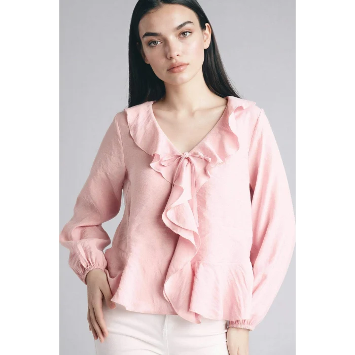 Defacto G1971AXBR86 Bordo Volanlı Modal Bluz