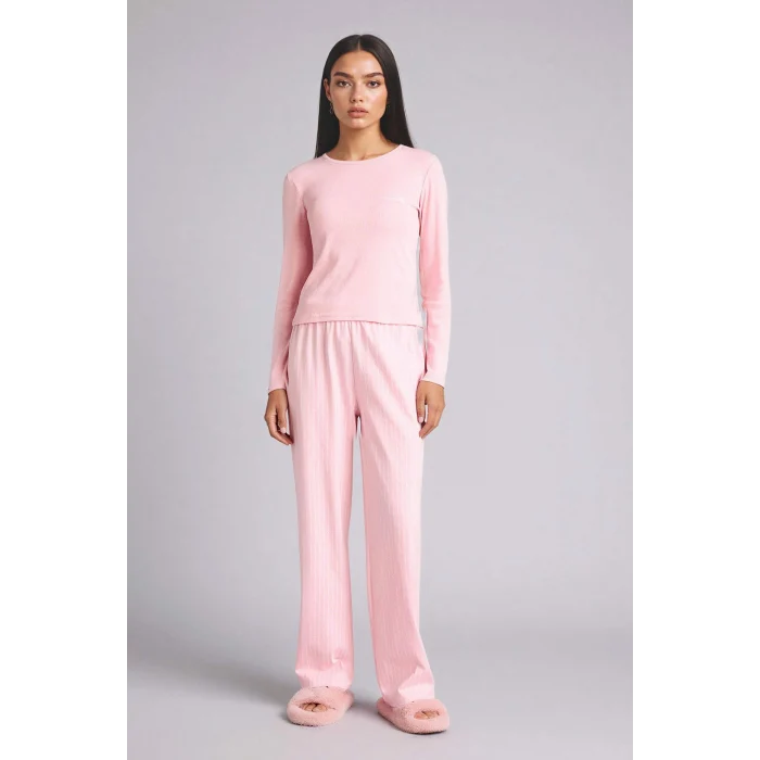 Defacto H0722AXPN149 Pembe Regular Fıt Uzun Kollu 2li Takım