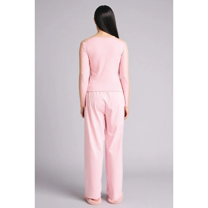 Defacto H0722AXPN149 Pembe Regular Fıt Uzun Kollu 2li Takım