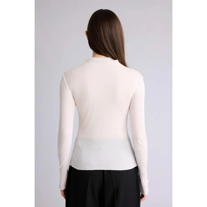 Defacto G7804AXER105 Ekru Slım Fıt Ribana Tişört