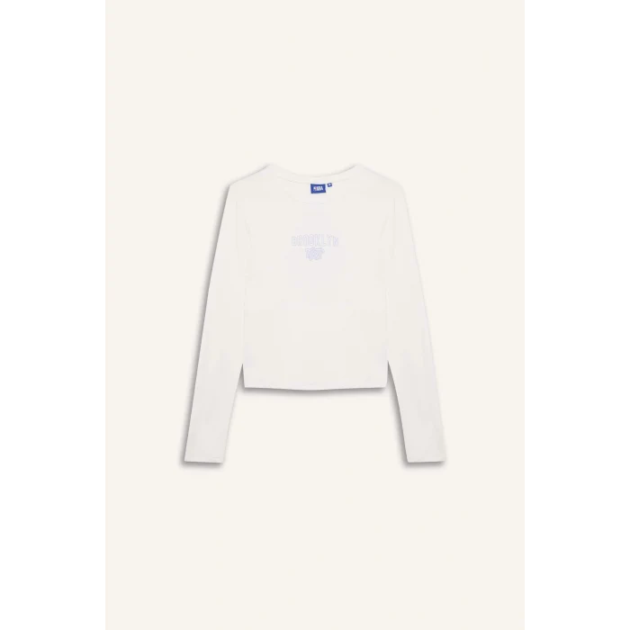 Defacto G0688AXER105 Ekru NBA Brooklyn Nets Uzun Kollu Tişört