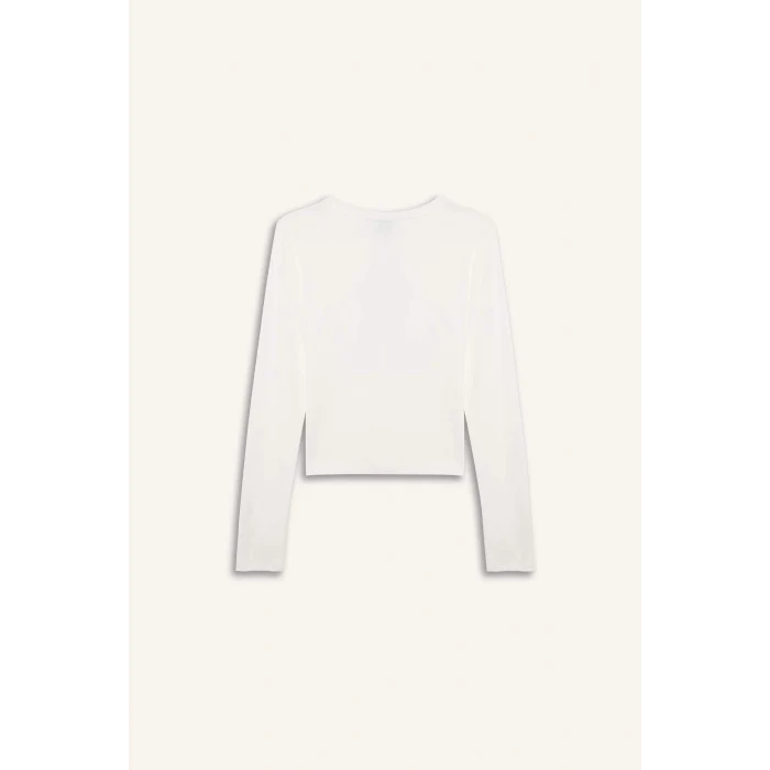 Defacto G0688AXER105 Ekru NBA Brooklyn Nets Uzun Kollu Tişört