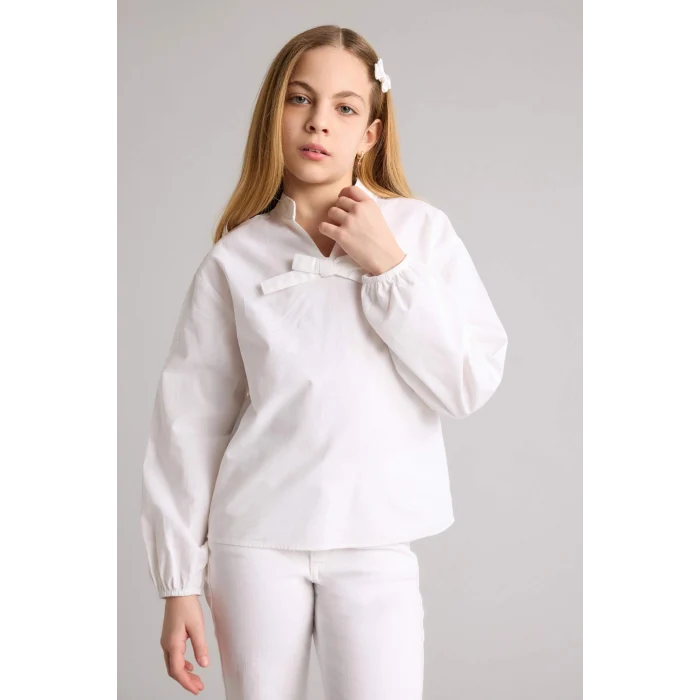 Defacto G7550A8WT34 Beyaz Poplin Bluz Kız Çocuk
