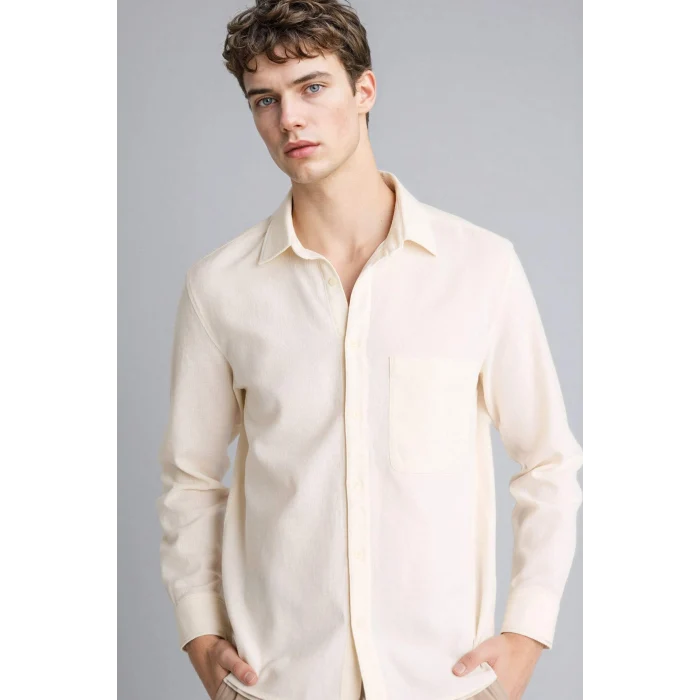 Defacto G7021AXER137 Ekru %100 Pamuk Gömlek