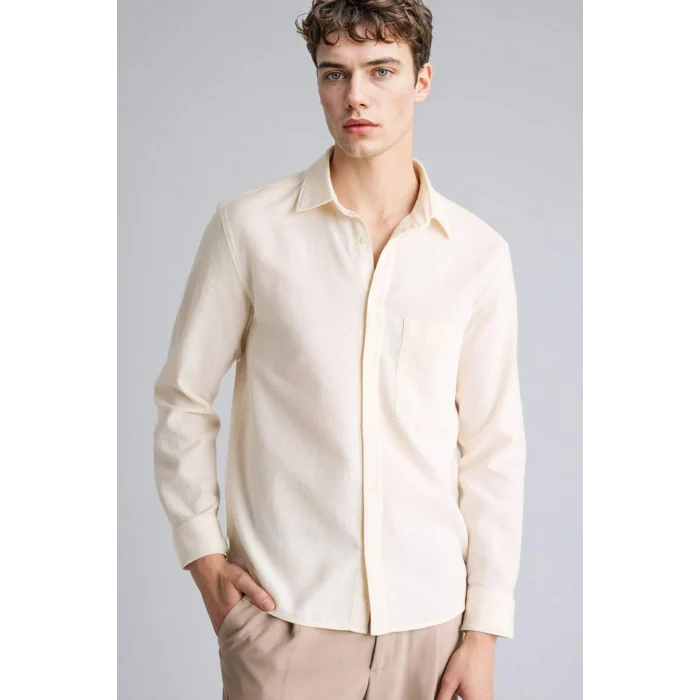 Defacto G7021AXER137 Ekru %100 Pamuk Gömlek