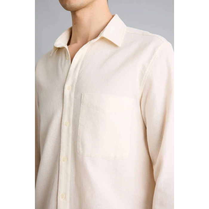 Defacto G7021AXER137 Ekru %100 Pamuk Gömlek