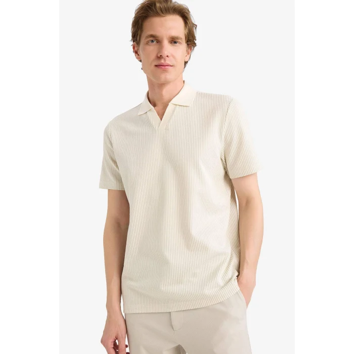 Defacto F9861AXBG776 Bej Regular Fıt Polo Yaka Kısa Kollu Polo Tişört