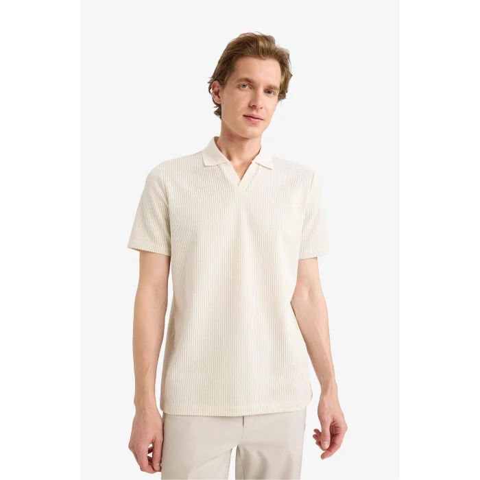 Defacto F9861AXBG776 Bej Regular Fıt Polo Yaka Kısa Kollu Polo Tişört