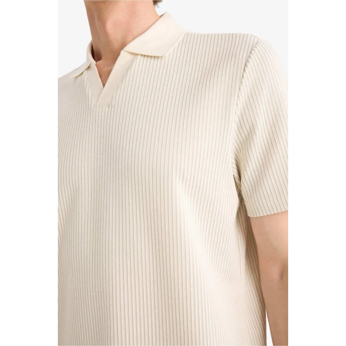 Defacto F9861AXBG776 Bej Regular Fıt Polo Yaka Kısa Kollu Polo Tişört