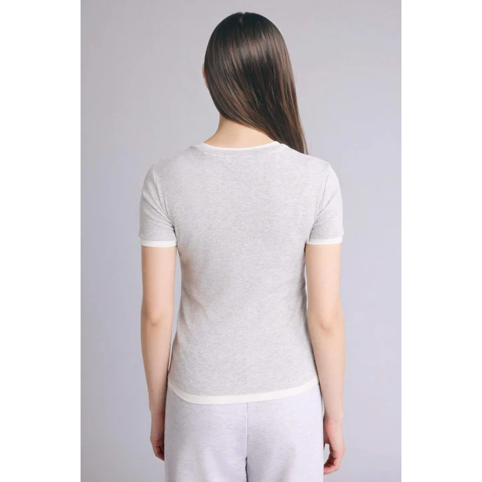 Defacto F3504AXGR93 Gri Slım Fıt Ribana Tişört