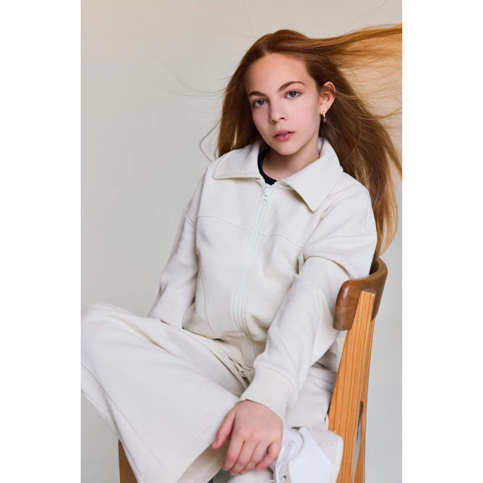 Defacto G6822A8ER117 Ekru Fermuarlı Hırka Kız Çocuk