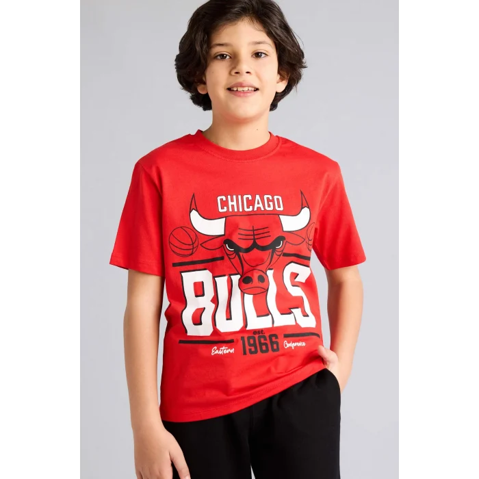 Defacto G7615A8RD135 Kırmızı NBA Chıcago Bulls Tişört Erkek Çocuk