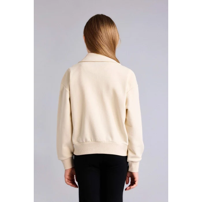 Defacto G6822A8ER117 Ekru Fermuarlı Hırka Kız Çocuk