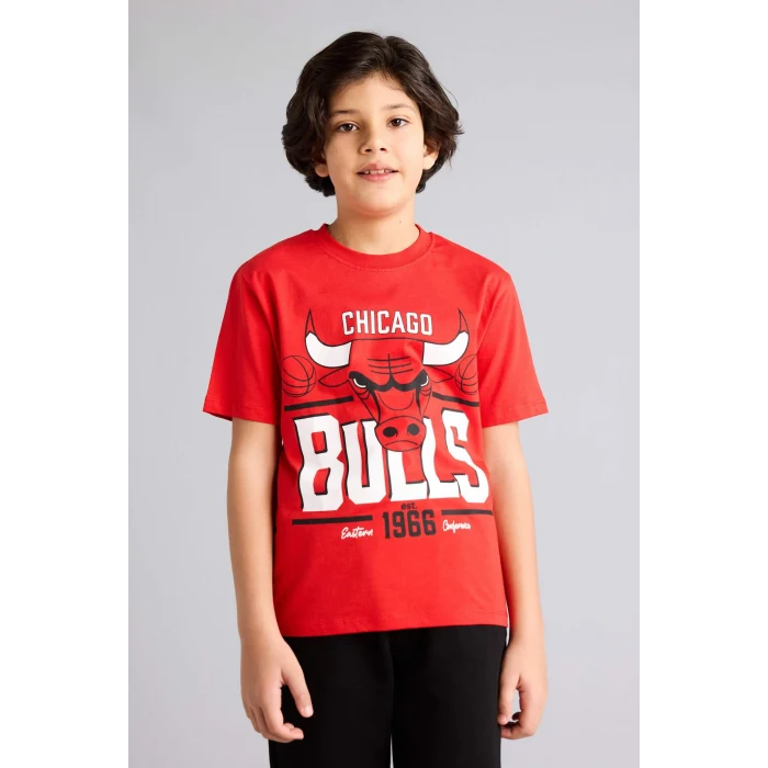 Defacto G7615A8RD135 Kırmızı NBA Chıcago Bulls Tişört Erkek Çocuk