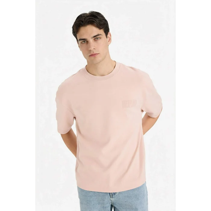Defacto F8142AXPN287 Pembe Nefes Alabilen Loose Fit Baskılı Tişört