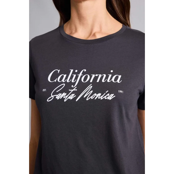 Defacto H1408AXAR191 Antrasit Regular Fıt Bisiklet Yaka Penye Kısa Kollu Tişört