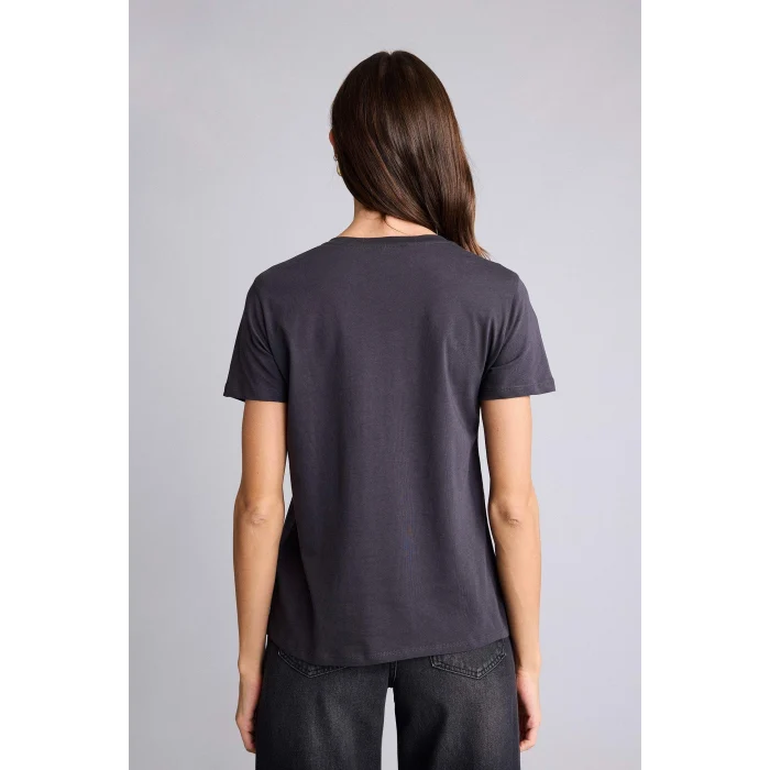 Defacto H1408AXAR191 Antrasit Regular Fıt Bisiklet Yaka Penye Kısa Kollu Tişört