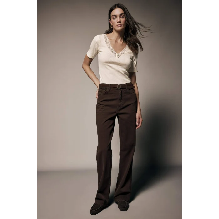 Defacto G9665AXER233 Ekru %100 Pamuk Slım Fıt Fıtilli Kaşkorse Tişört