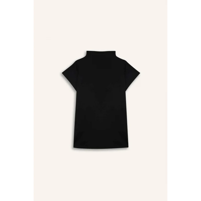 Defacto G9197AXBK81 Siyah Slım Fıt Yarım Balıkçı Yaka Tişört