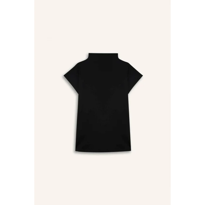 Defacto G9197AXBK81 Siyah Slım Fıt Yarım Balıkçı Yaka Tişört