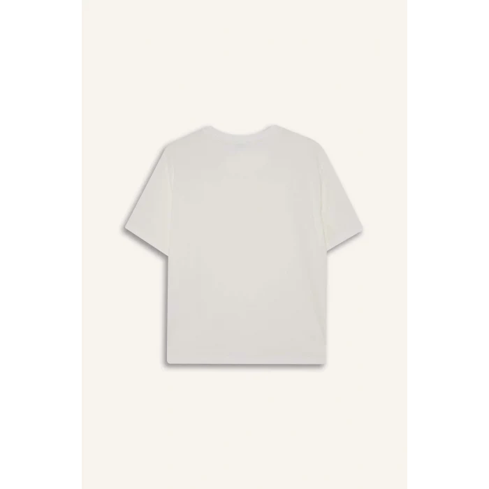 Defacto F8106AXER105 Ekru Comfort Fıt Sporcu Tişört