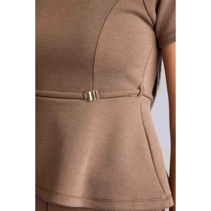 Defacto G9811AXBN271 Kahve Slım Fıt Bisiklet Yaka Kısa Kollu Tişört