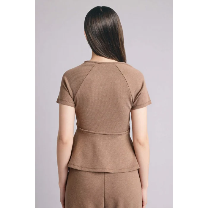 Defacto G9811AXBN271 Kahve Slım Fıt Bisiklet Yaka Kısa Kollu Tişört